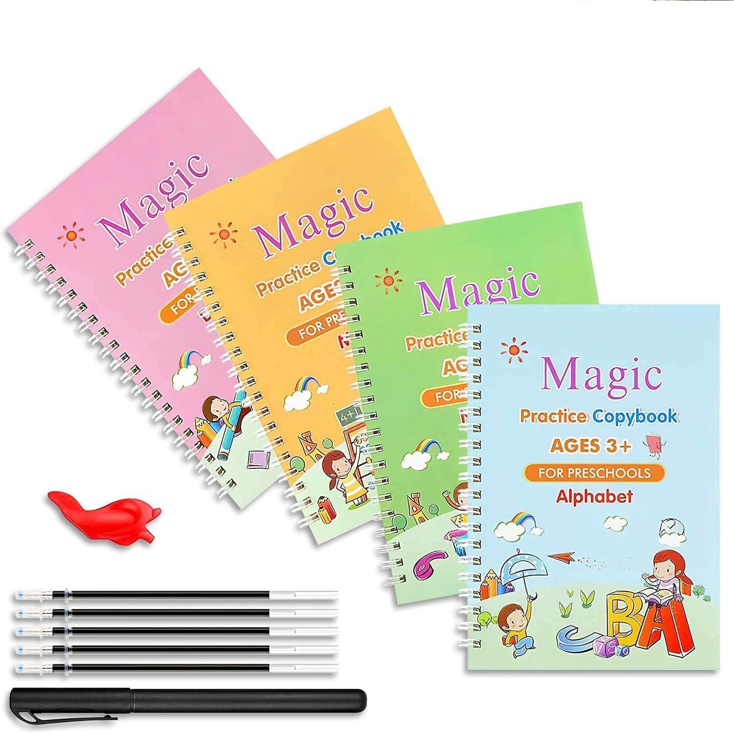 4 copy Magic Practice book for Kids - The Print Handwiriting Workbook-Reusable Writing Practice Book (Multi Magic Practice Book) Pack of 2