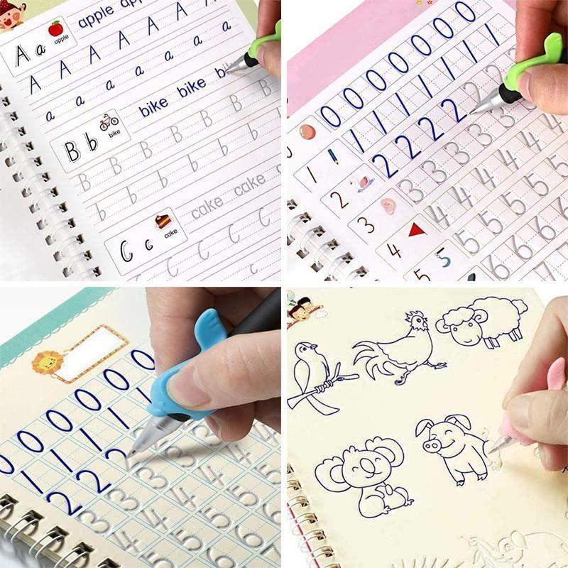 4 copy Magic Practice book for Kids - The Print Handwiriting Workbook-Reusable Writing Practice Book (Multi Magic Practice Book) Pack of 2