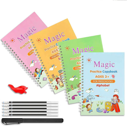 4 copy Magic Practice book for Kids - The Print Handwiriting Workbook-Reusable Writing Practice Book (Multi Magic Practice Book) Pack of 2