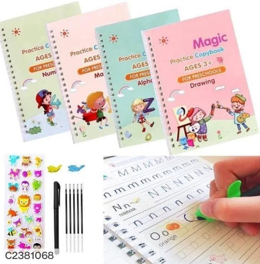 4 copy Magic Practice book for Kids - The Print Handwiriting Workbook-Reusable Writing Practice Book (Multi Magic Practice Book) Pack of 2